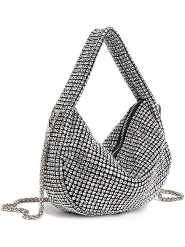 UMREN Bling Full Glitter Knotted Handbag Women Hobo Dumpling Bag Evening Clutch Crossbody Bag- SHEINEU