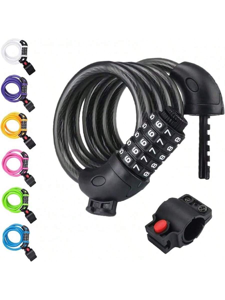 NDakter Bike Lock, 4/5.6 Feet, High Security 5 Digit Resettable Combination Coiling Lock, Heavy Duty Anti Theft With Mounting Bracket, 1/2 Inch Diameter (12mm)- SHEINEU