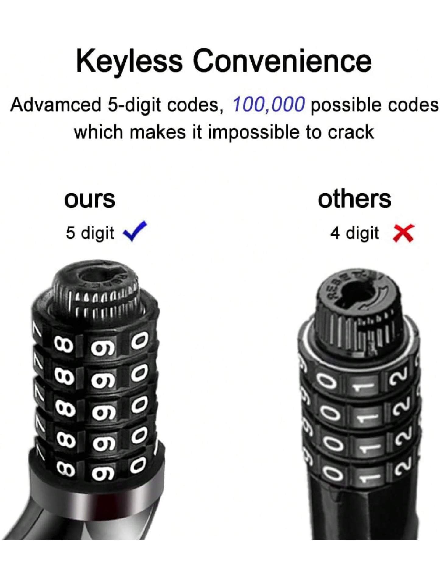 NDakter Bike Lock, 4/5.6 Feet, High Security 5 Digit Resettable Combination Coiling Lock, Heavy Duty Anti Theft With Mounting Bracket, 1/2 Inch Diameter (12mm)- SHEINEU