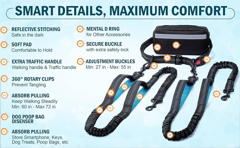 waist dog leash; dog walking belt; waist leash; no pull leash; dog leash waist belt; running leash;