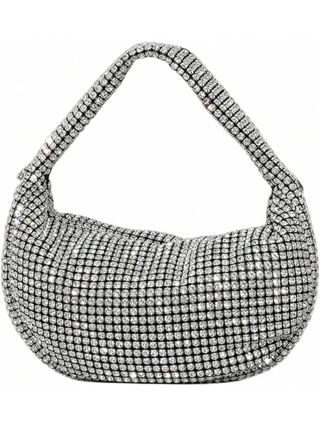 UMREN Bling Full Glitter Knotted Handbag Women Hobo Dumpling Bag Evening Clutch Crossbody Bag- SHEINEU