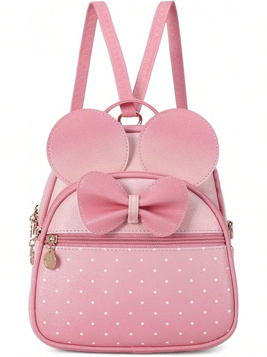 KL928 Girls Bowknot Polka Cute Backpack Small Daypacks Convertible Shoulder Bag Purse Women- SHEINEU