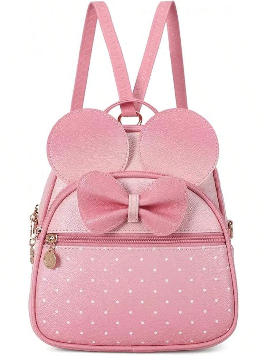 KL928 Girls Bowknot Polka Cute Backpack Small Daypacks Convertible Shoulder Bag Purse Women- SHEINEU
