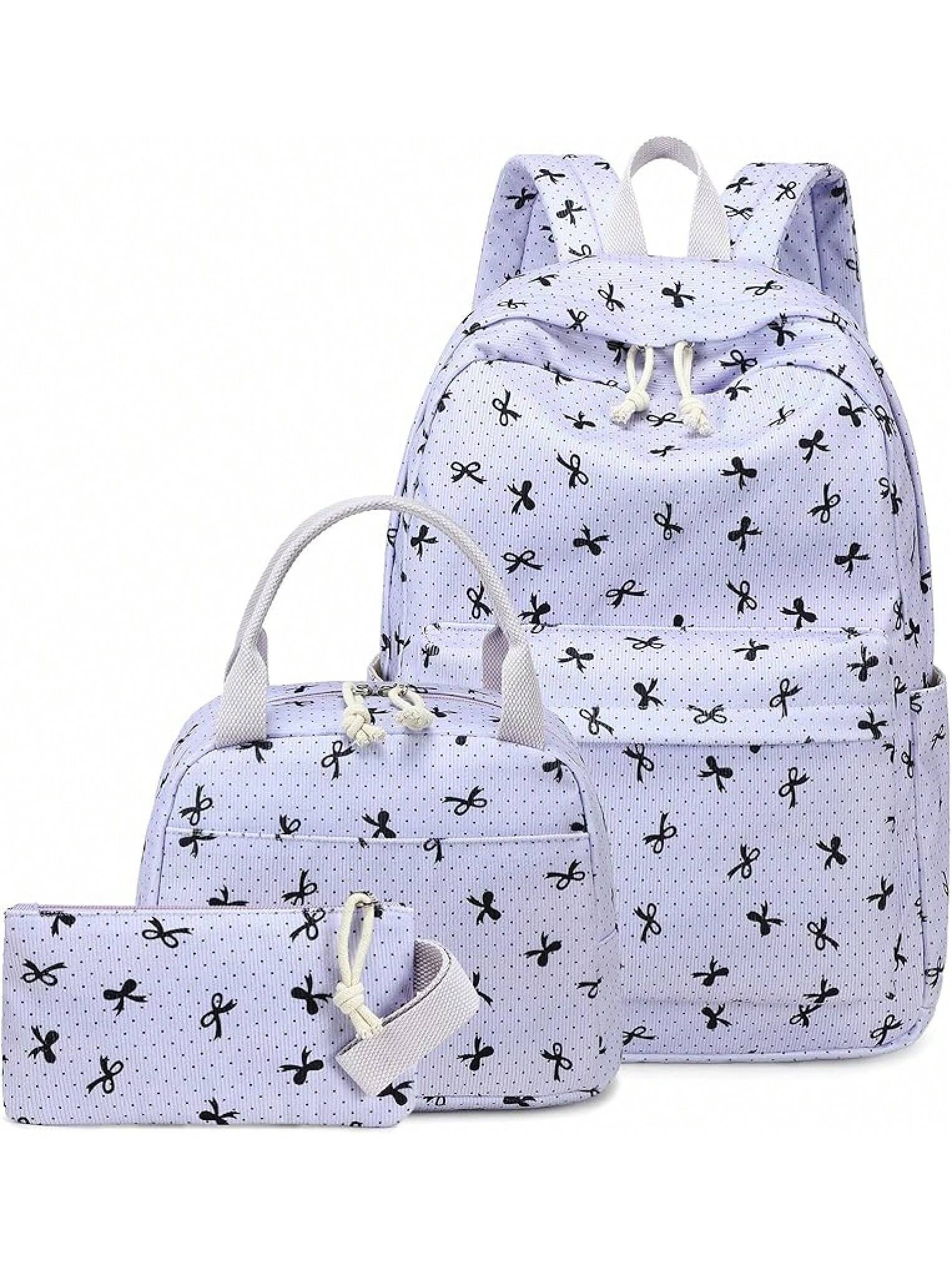 LEDAOU Backpack Girls School Bag Bookbag Teen Backpack Set Daypack With Lunch Bag And Pencil- SHEINEU