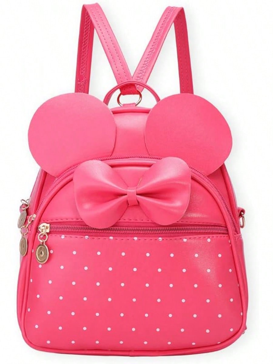 KL928 Girls Bowknot Polka Cute Backpack Small Daypacks Convertible Shoulder Bag Purse Women- SHEINEU