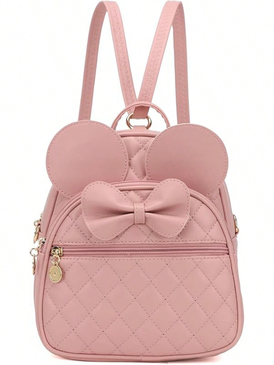 KL928 Girls Bowknot Polka Cute Backpack Small Daypacks Convertible Shoulder Bag Purse Women- SHEINEU