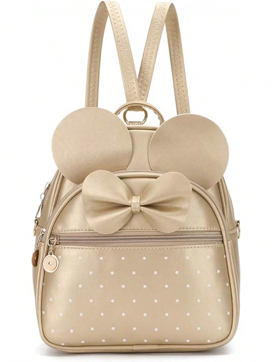 KL928 Girls Bowknot Polka Cute Backpack Small Daypacks Convertible Shoulder Bag Purse Women- SHEINEU