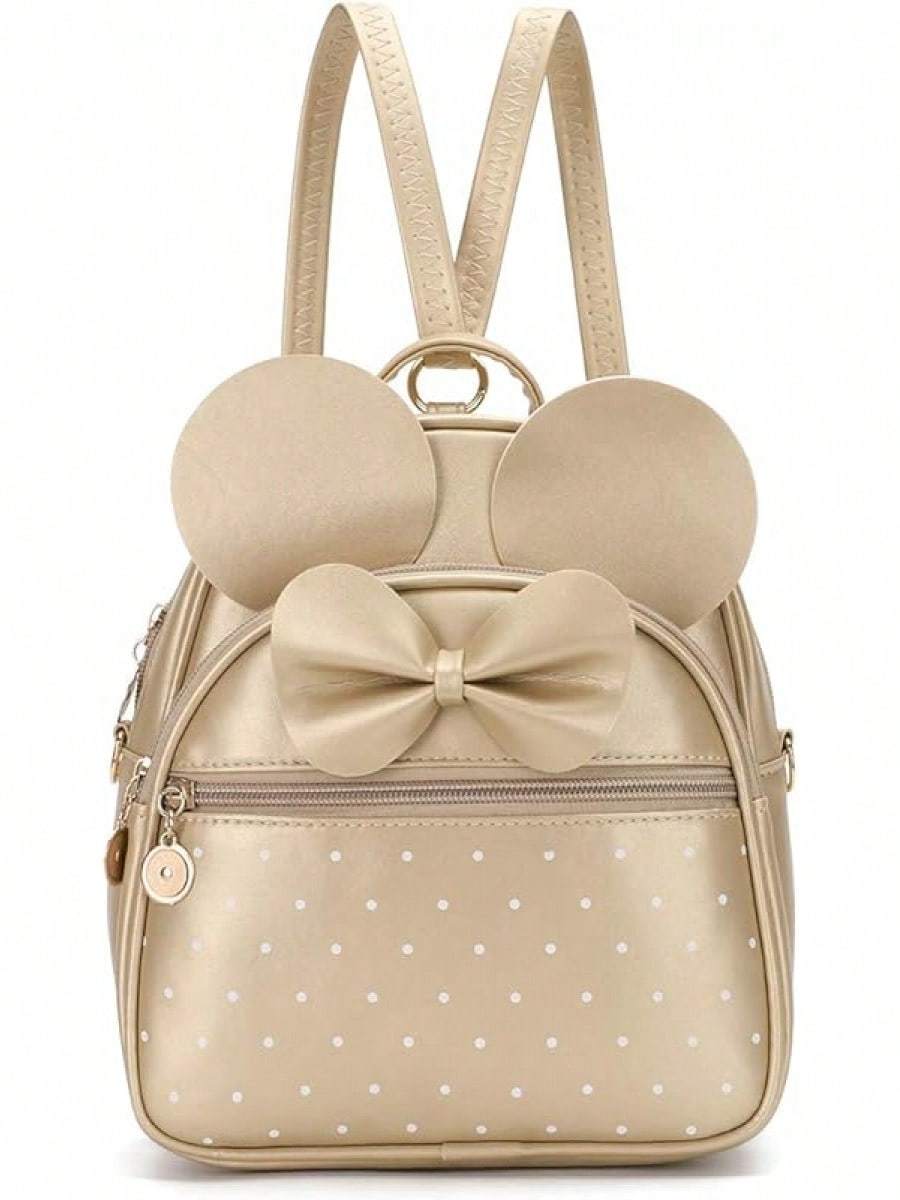 KL928 Girls Bowknot Polka Cute Backpack Small Daypacks Convertible Shoulder Bag Purse Women- SHEINEU