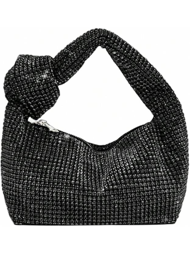 UMREN Bling Full Glitter Knotted Handbag Women Hobo Dumpling Bag Evening Clutch Crossbody Bag- SHEINEU