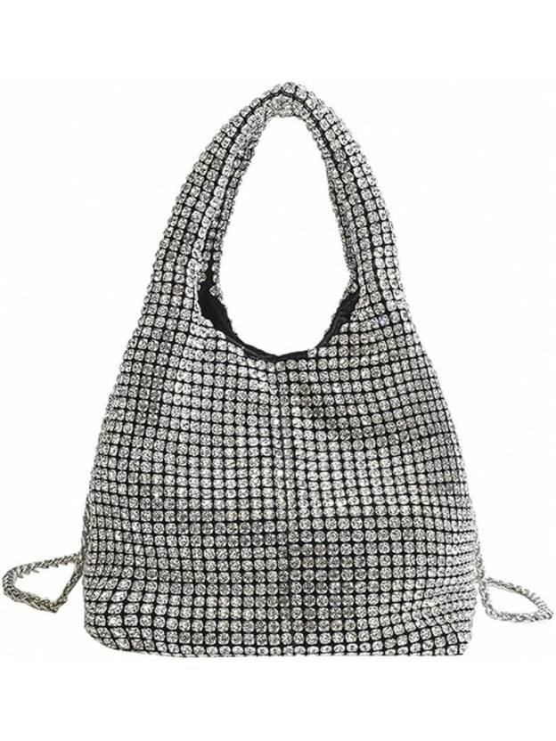 UMREN Bling Full Glitter Knotted Handbag Women Hobo Dumpling Bag Evening Clutch Crossbody Bag- SHEINEU