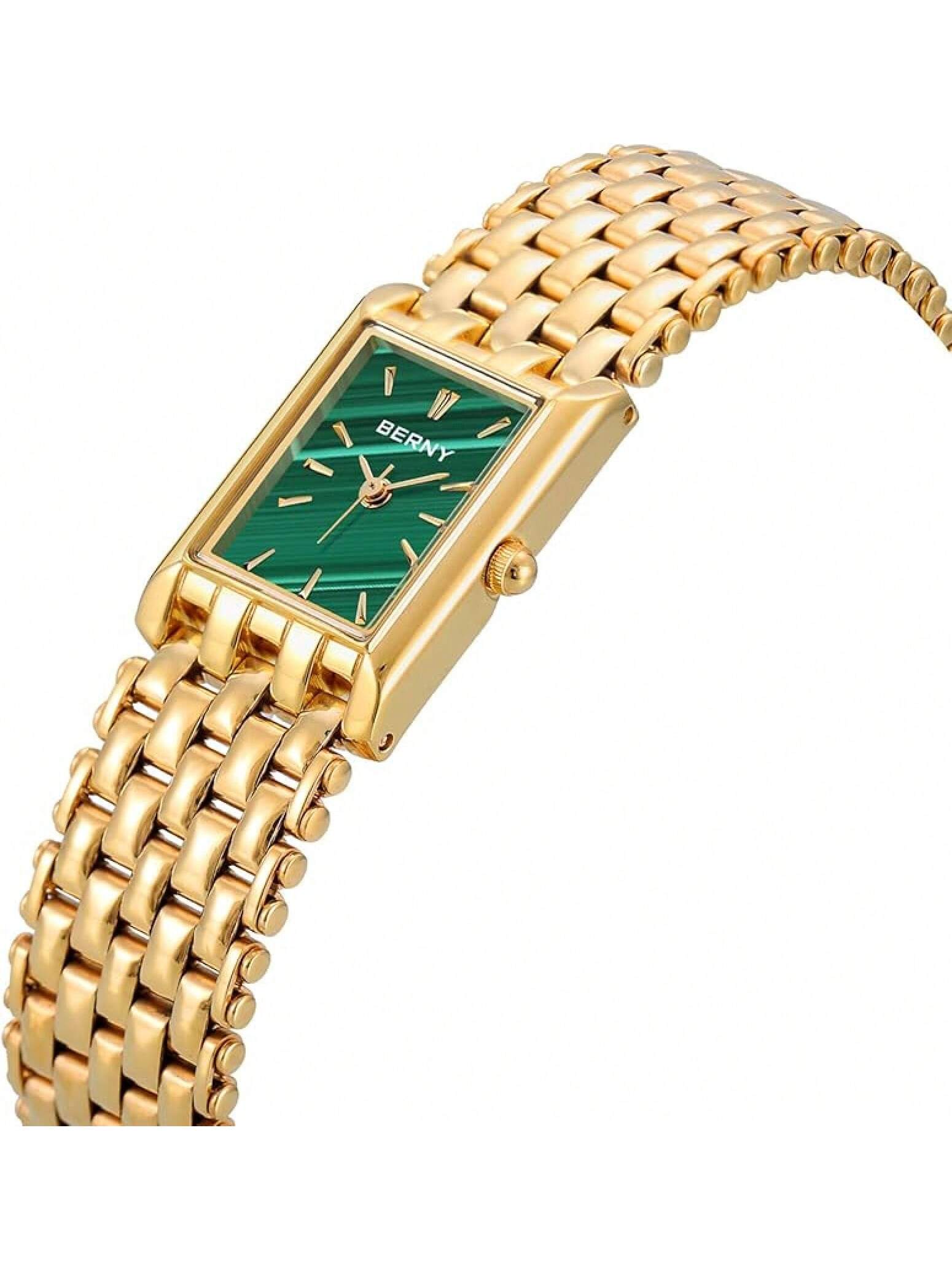 BERNY Gold Watches Women Updated Ladies Quartz Wrist Watches Stainless Steel Band Womens Small Gold Watch Luxury Casual Fashion Bracelet Tools Included- SHEINEU
