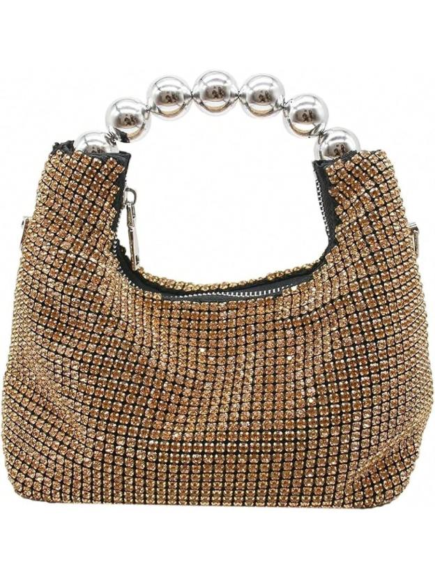 UMREN Bling Full Glitter Knotted Handbag Women Hobo Dumpling Bag Evening Clutch Crossbody Bag- SHEINEU