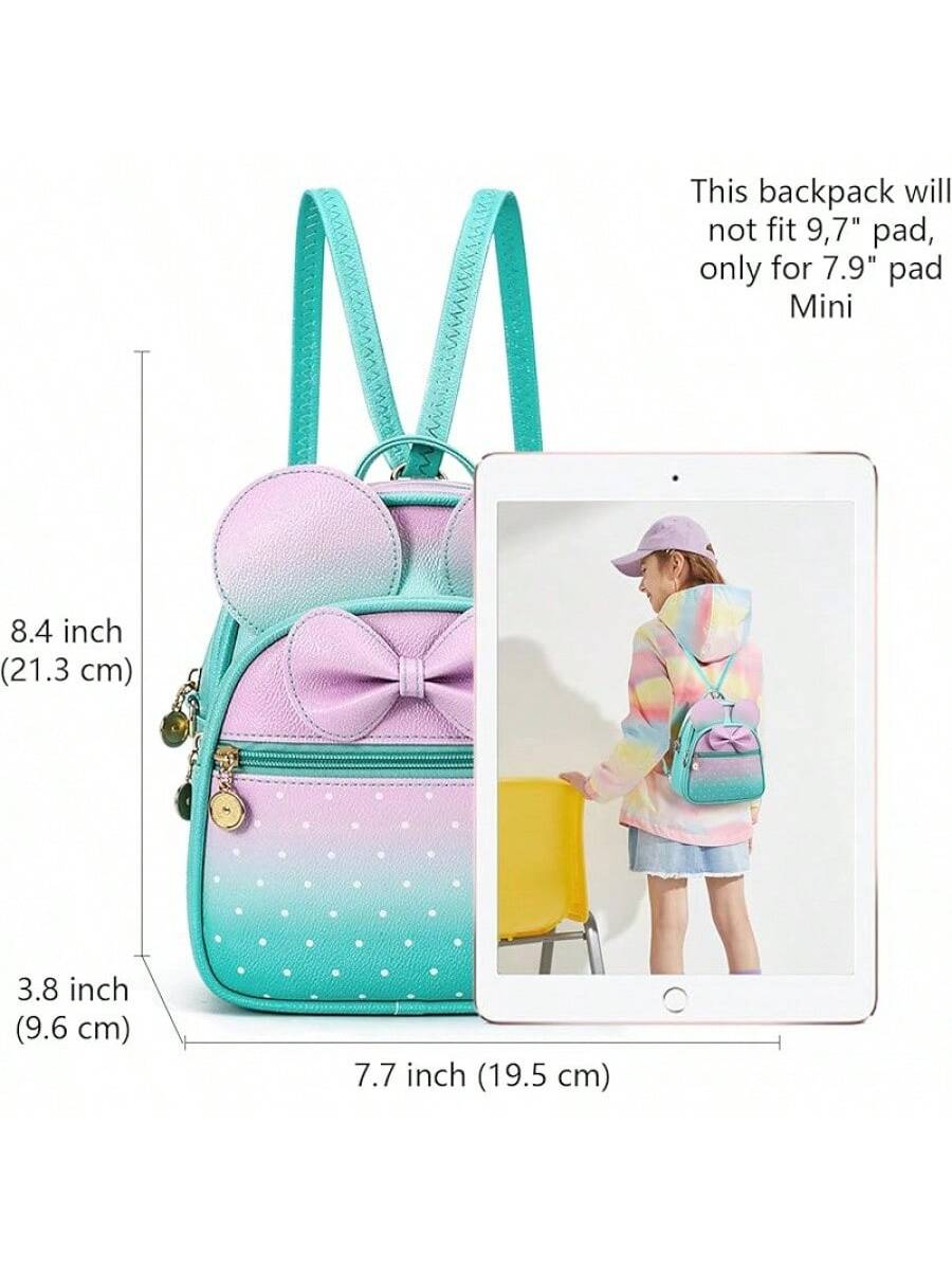 KL928 Girls Bowknot Polka Cute Backpack Small Daypacks Convertible Shoulder Bag Purse Women- SHEINEU