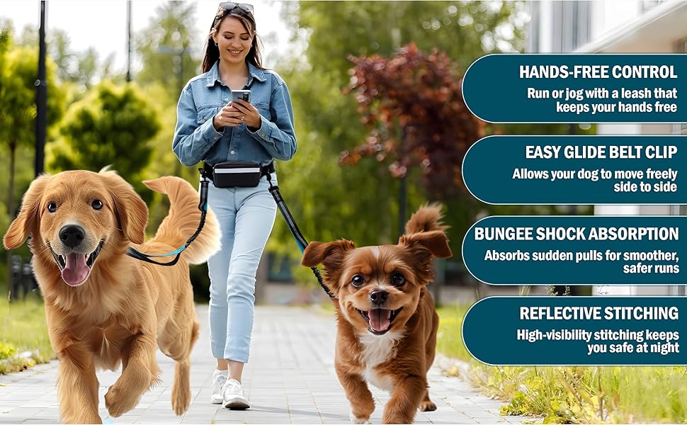 dog running leash hands free; running leash for dogs; leash for 2 dogs; dog harness and leash;