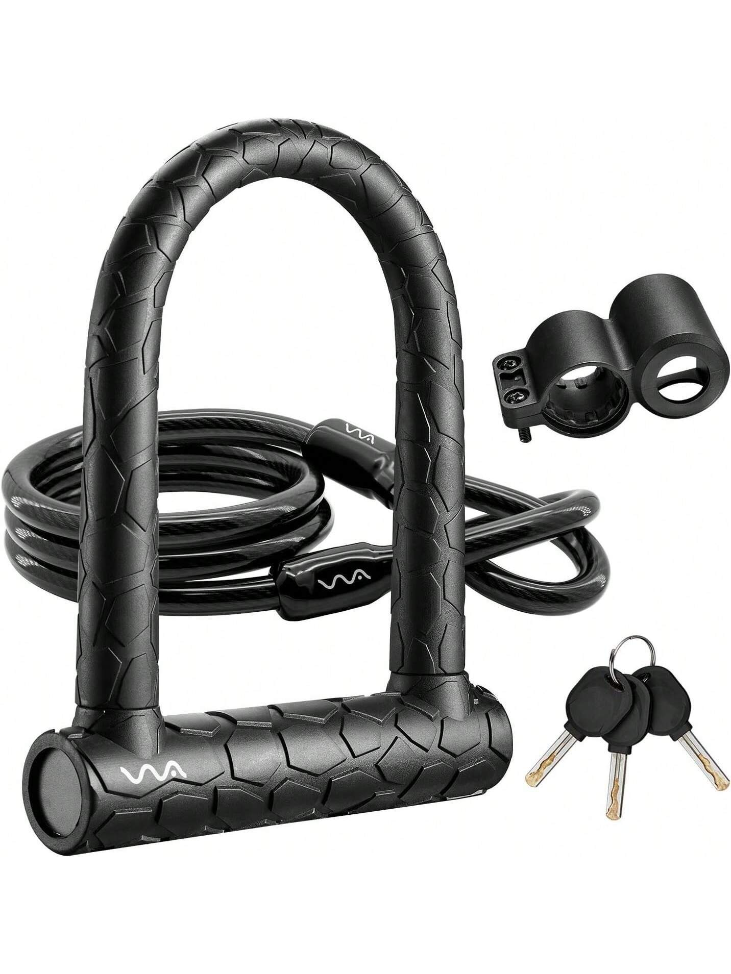 Bike U Lock,20mm Heavy Duty Combination D Lock Shackle 4ft Length Security With Sturdy Mounting Bracket And Anti Theft Secure Locks- SHEINEU