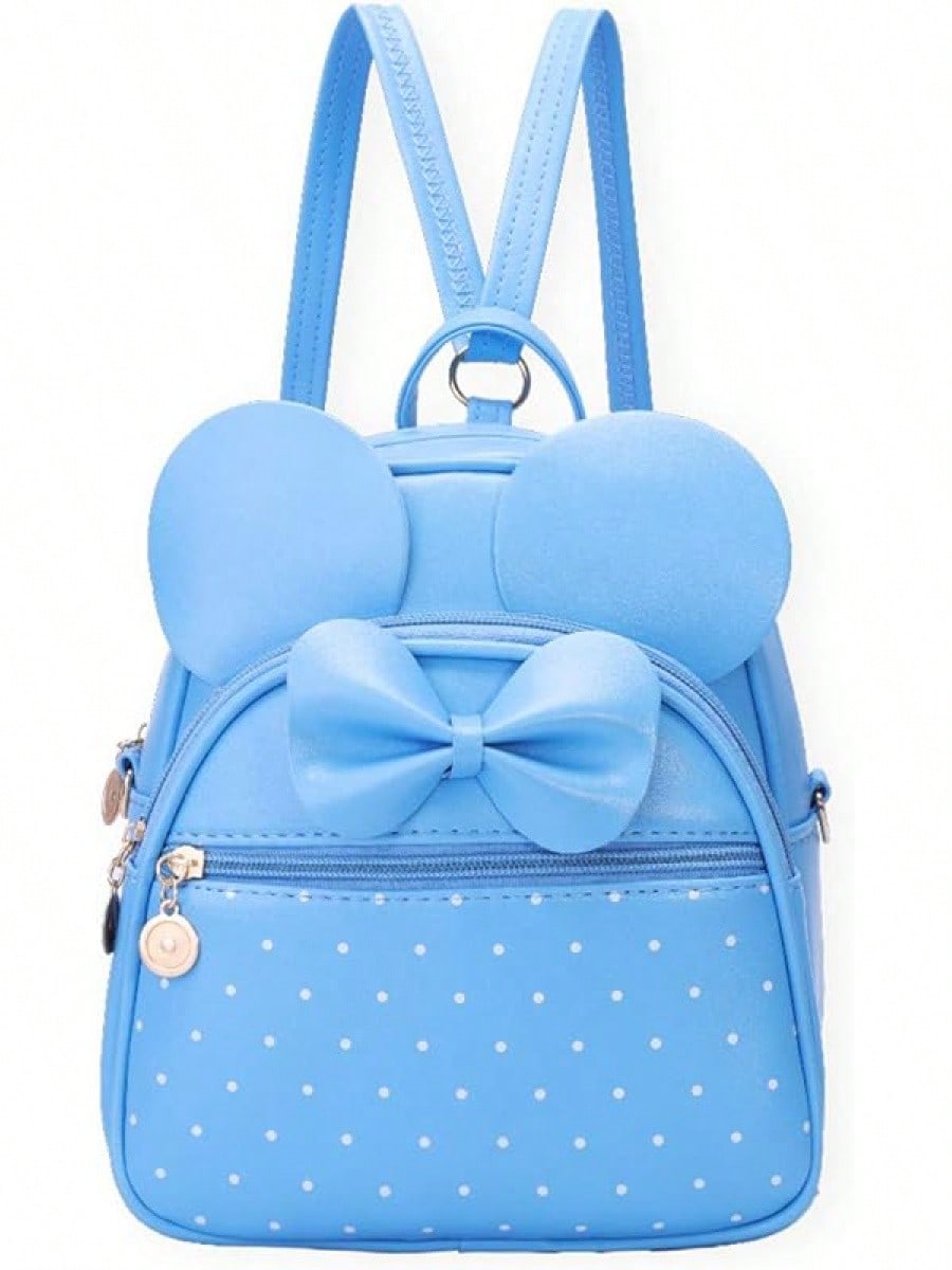 KL928 Girls Bowknot Polka Cute Backpack Small Daypacks Convertible Shoulder Bag Purse Women- SHEINEU