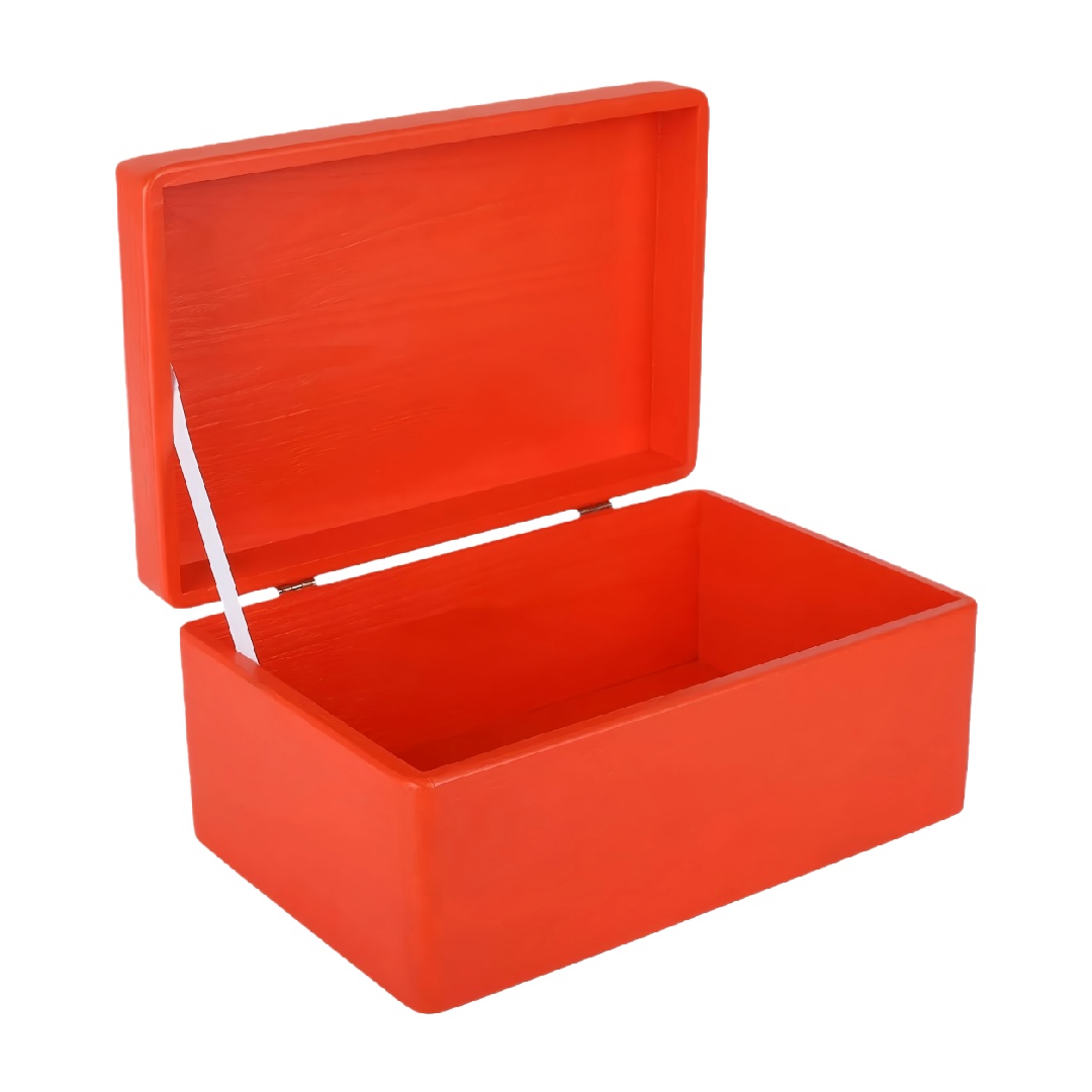 Vibrant Red Decorative Wood Keepsake Box with Hinged Lid-huhardware.com