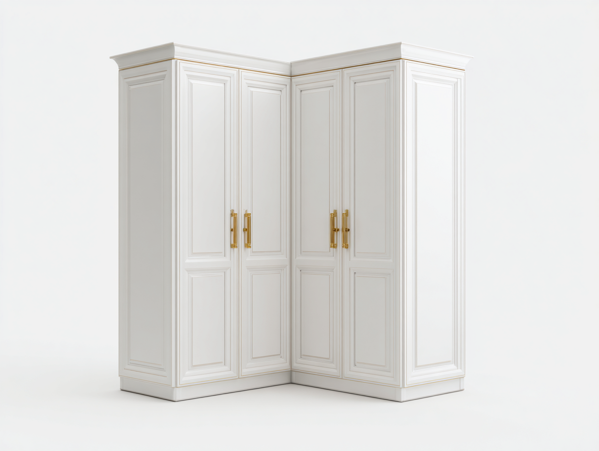Armoire d'angle 200x200x220 cm - blanc - design classique-Sereneure