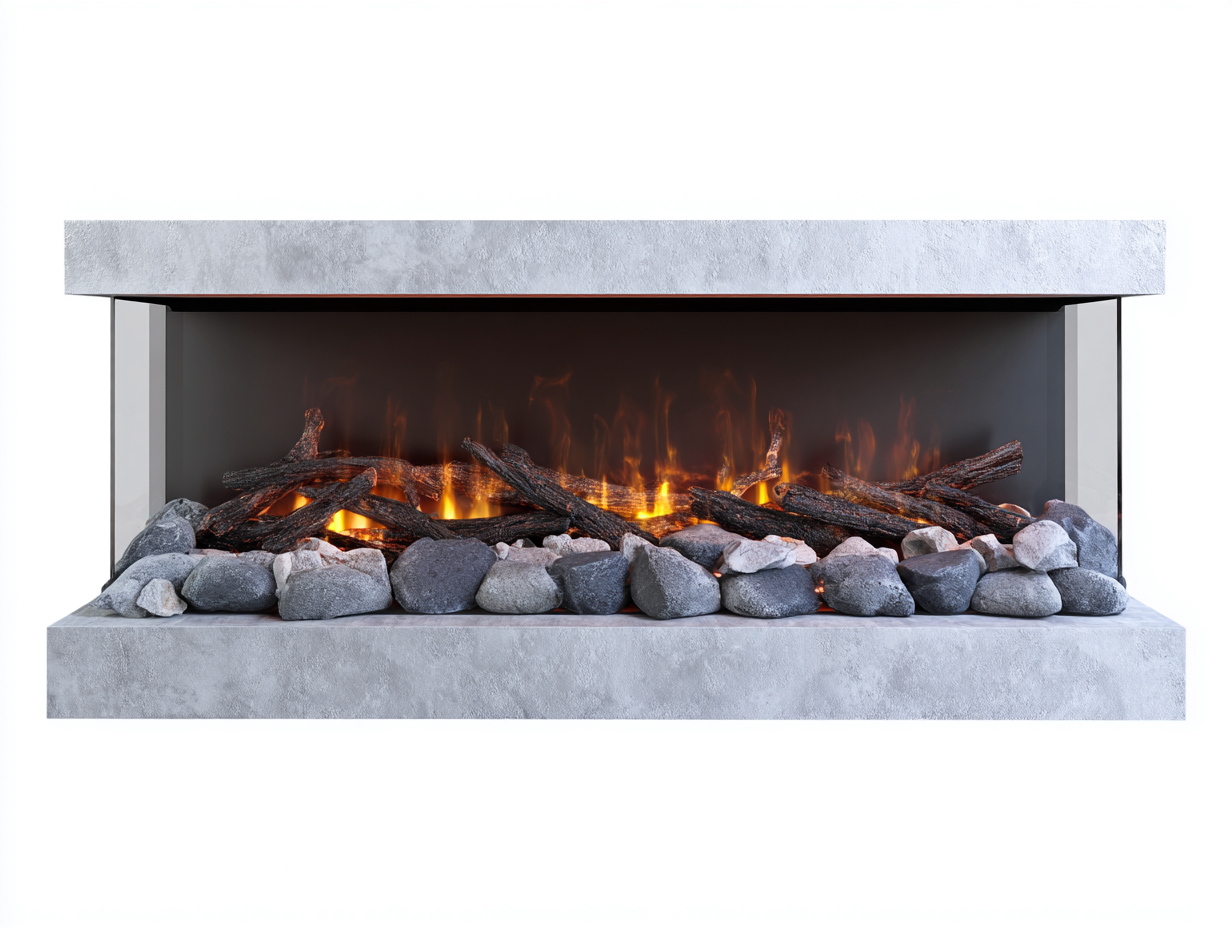 Cheminée électrique encastrable 180x40x50 cm - gris - design contemporain-Sereneure