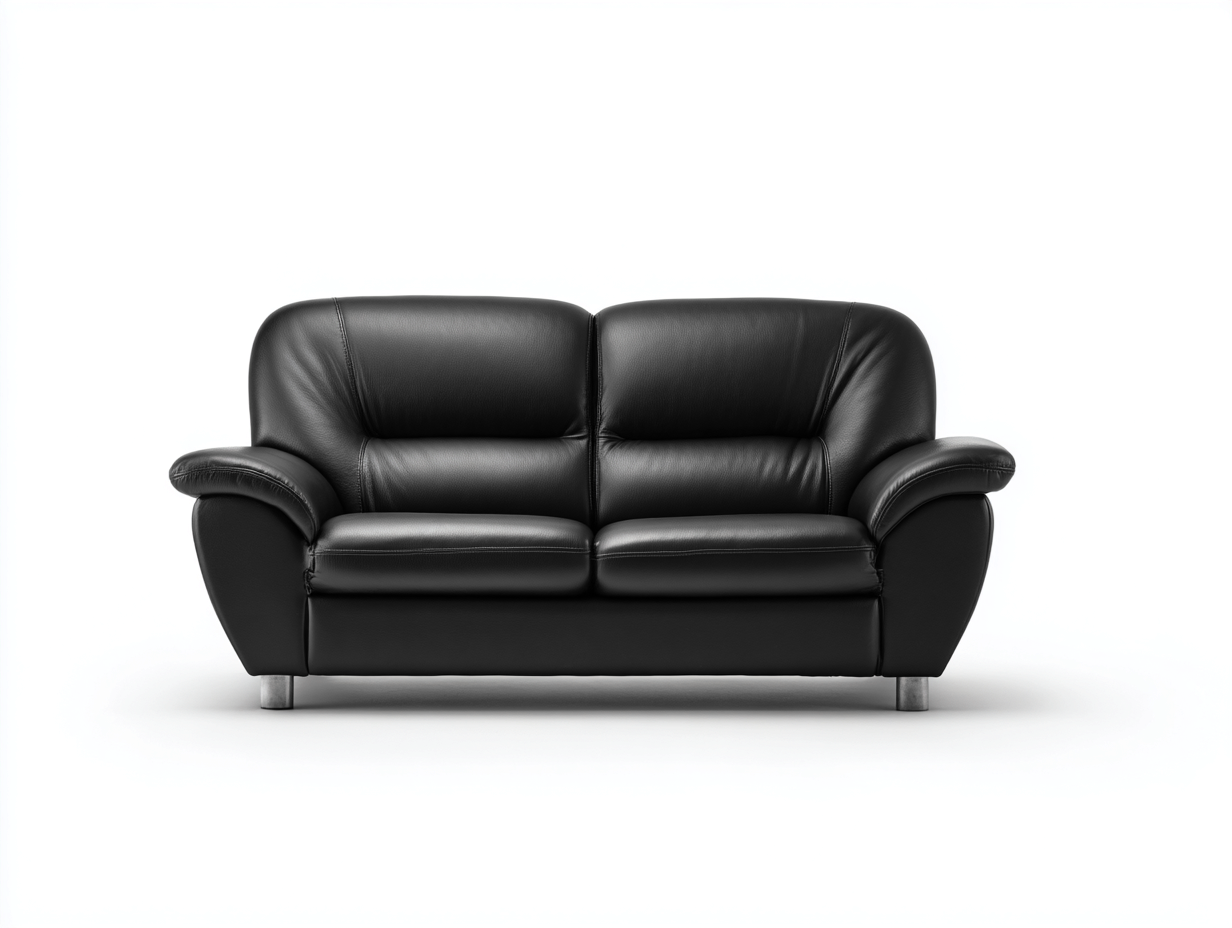 Canapé 2 places en cuir 135x90x85 cm - noir - style classique pour salon-Sereneure