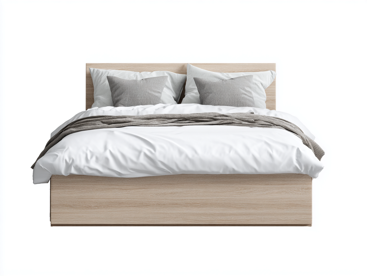 Lit double bois 200x160x90 cm - chêne clair - design moderne minimaliste-Sereneure