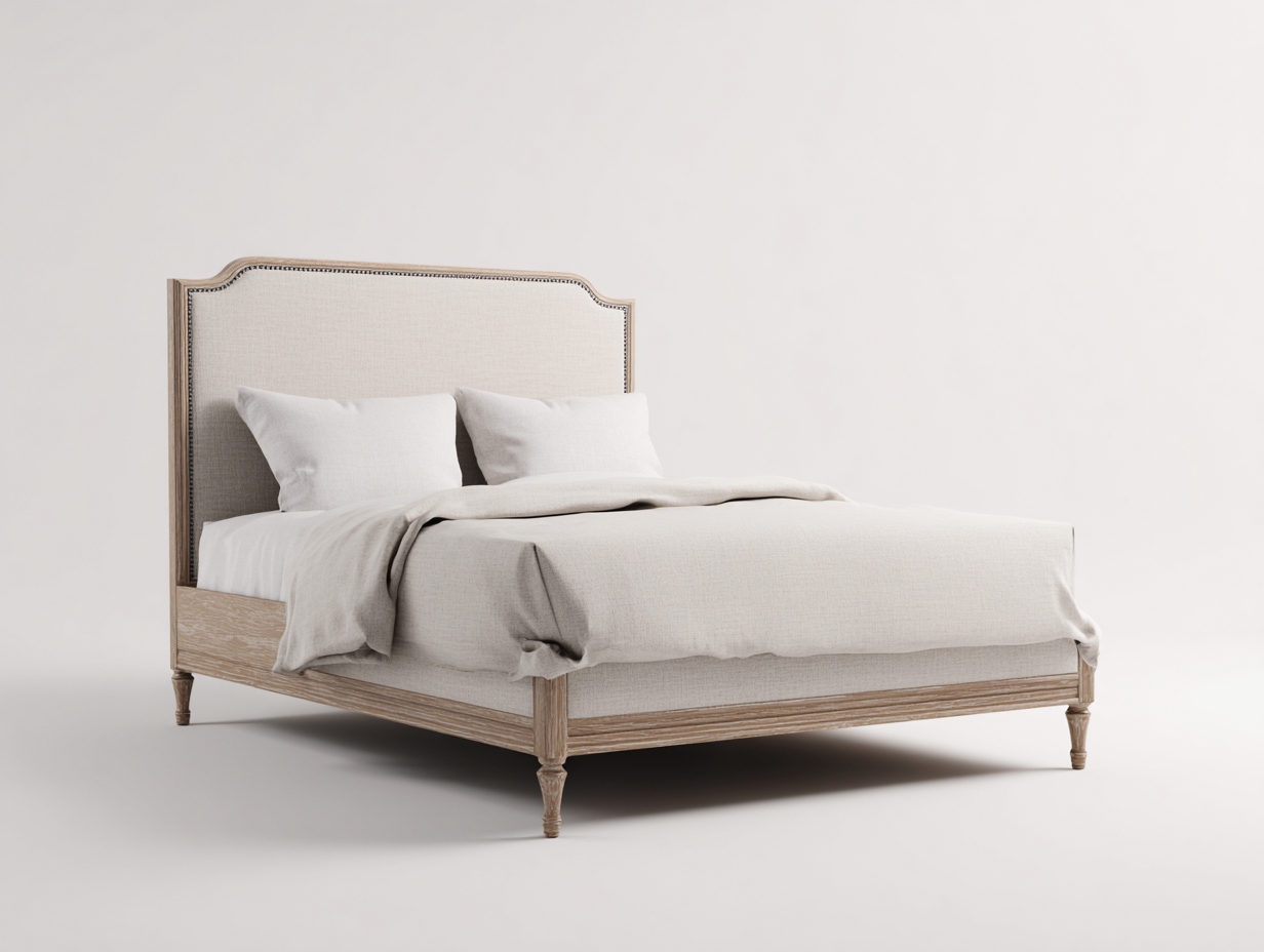 Lit double en bois 200x160x120 cm - beige-naturel - design élégant pour chambre-Sereneure