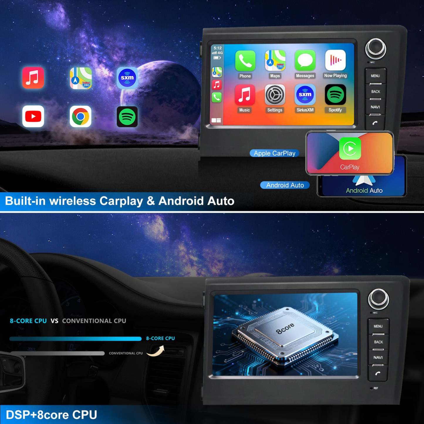 For Volvo C70 2001-2004 Radio upgrade,7-inch QLED 8-Core CPU,touch screen Stereo,Wireless CarPlay & Android Auto,Free camera