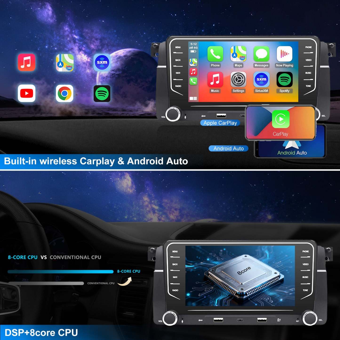For BMW 323Ci 328Ci 2000 Radio upgrade,7-inch QLED  8-Core CPU,touch screen Stereo,Wireless CarPlay & Android Auto,keep OEM Controls