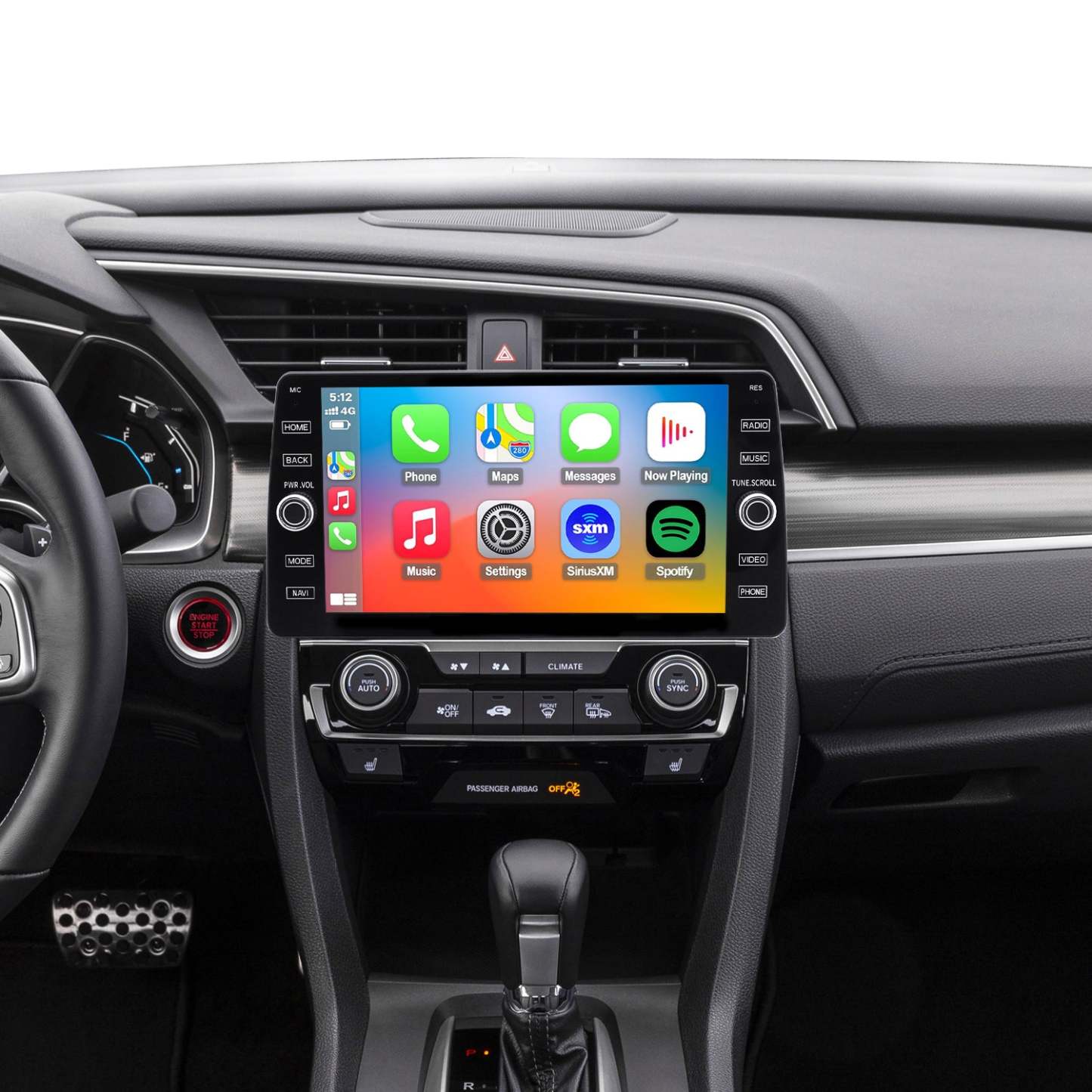 For Honda Civic 2016-2021 Radio upgrade,10.2-inch QLED  8-Core CPU,touch screen Stereo,Wireless CarPlay & Android Auto,keep OEM Controls