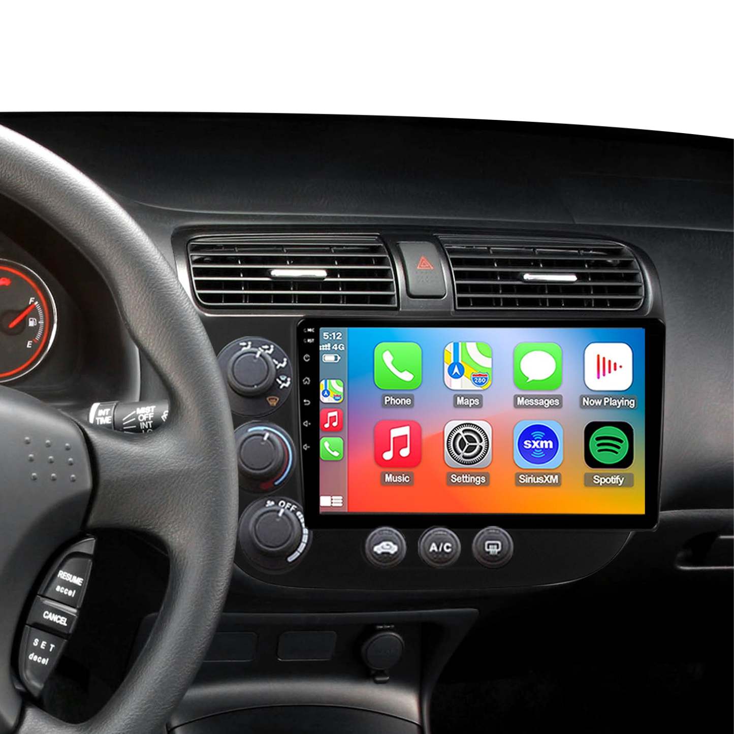 For Honda Civic 2001-2005 Radio upgrade,10.2-inch QLED  8-Core CPU,touch screen Stereo,Wireless CarPlay & Android Auto,keep OEM Controls