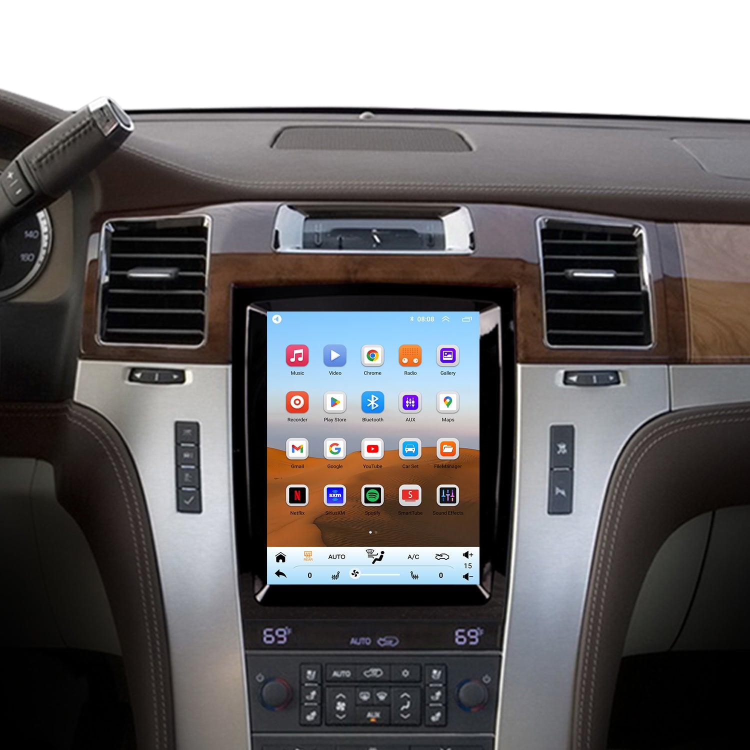 For Cadillac Escalade 2007-2014 Radio upgrade,9.7-inch QLED 8-Core CPU,touch screen Stereo,Wireless CarPlay & Android Auto,keep OEM Controls