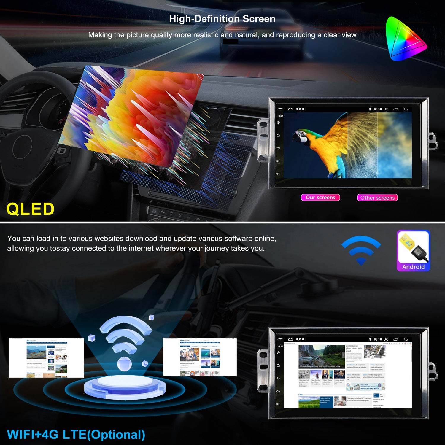 For Buick Roadmaster 1995-1996 Radio upgrade,7-inch QLED 8-Core CPU,touch screen Stereo,Wireless CarPlay & Android Auto,keep OEM Controls