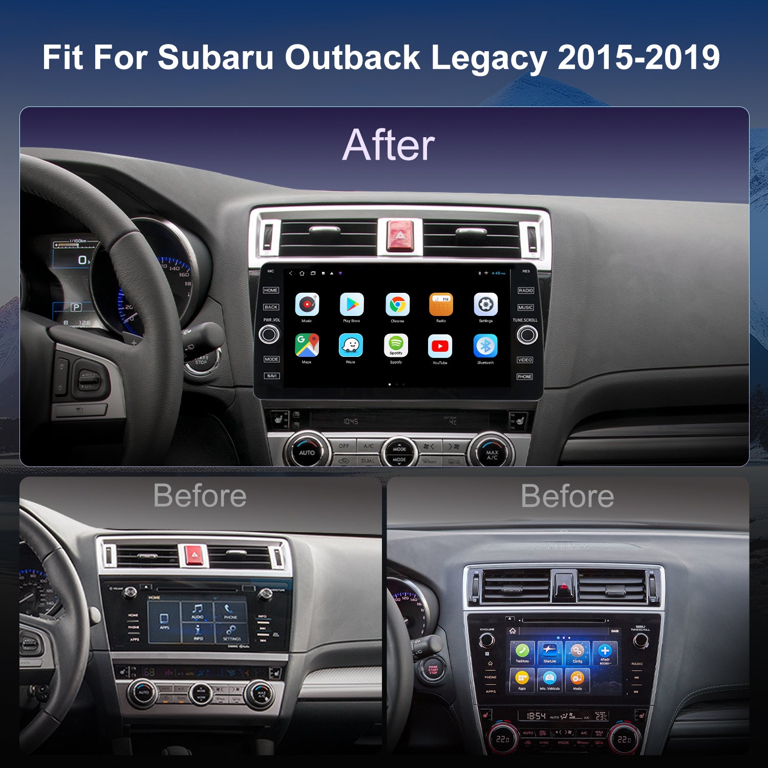 For Subaru Outback 2015-2019 Radio upgrade,10.2-inch QLED  8-Core CPU,touch screen Stereo,Wireless CarPlay & Android Auto,keep OEM Controls