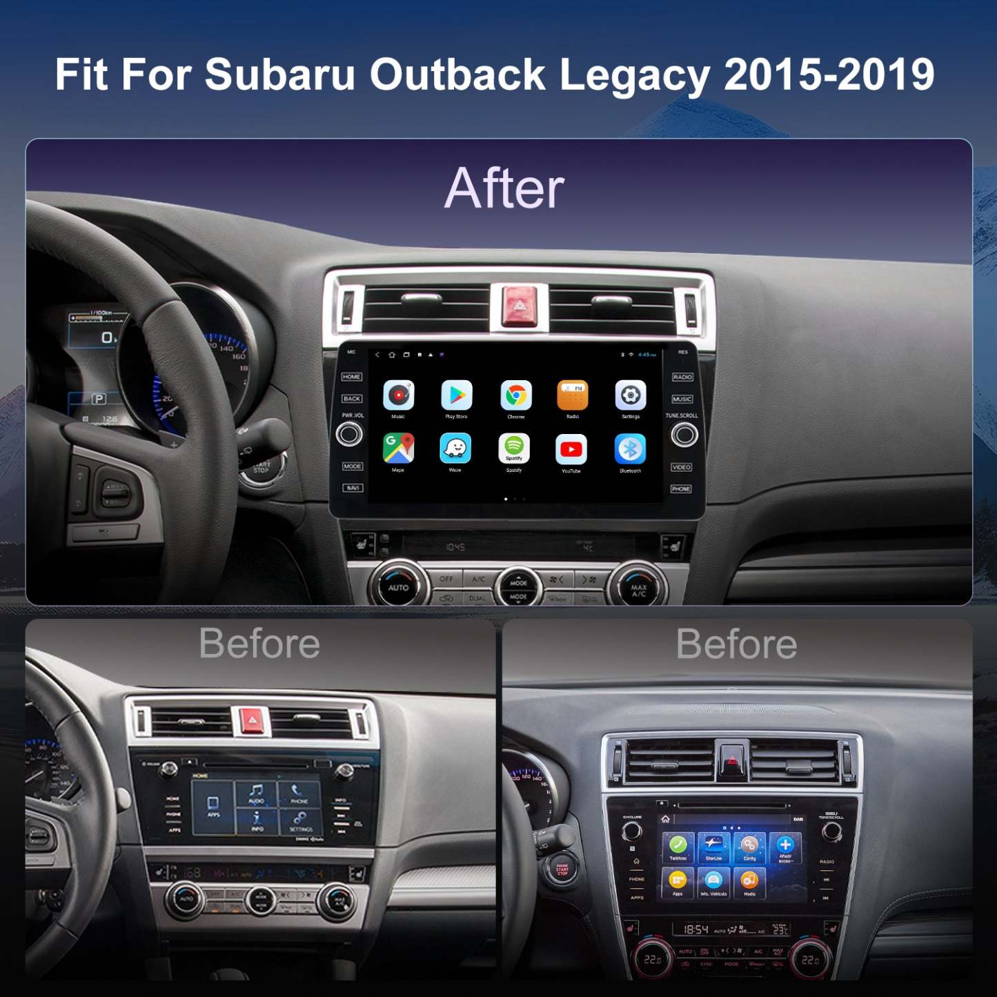 For Subaru Outback 2015-2019 Radio upgrade,10.2-inch QLED  8-Core CPU,touch screen Stereo,Wireless CarPlay & Android Auto,keep OEM Controls