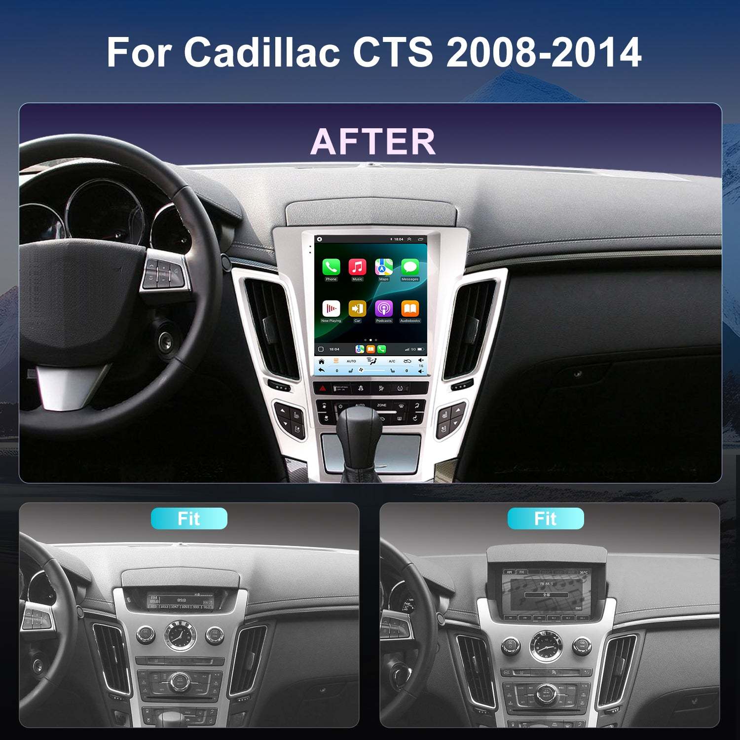 For Cadillac CTS 2008-2014 Radio upgrade,9.7-inch QLED 8-Core CPU,touch screen Stereo,Wireless CarPlay & Android Auto,keep OEM Controls