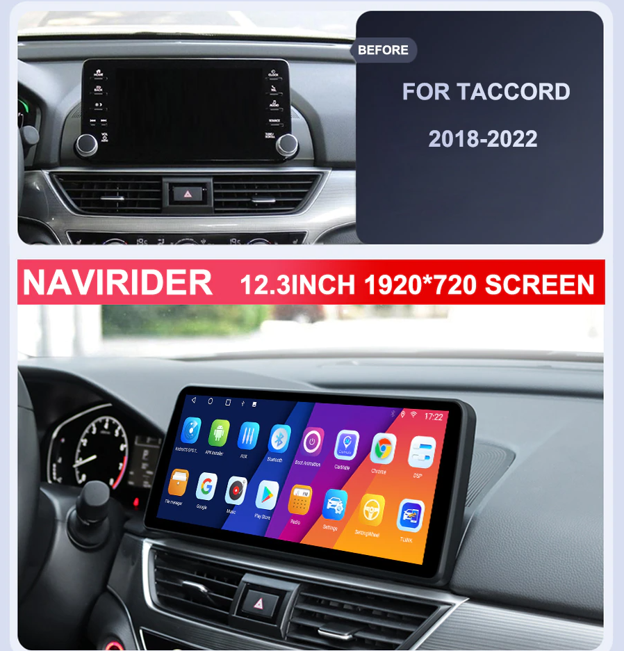 For Honda Accord 2018-2021 Radio upgrade,12.3-inch QLED 8-Core CPU,touch screen Stereo,Wireless CarPlay & Android Auto,keep OEM Controls