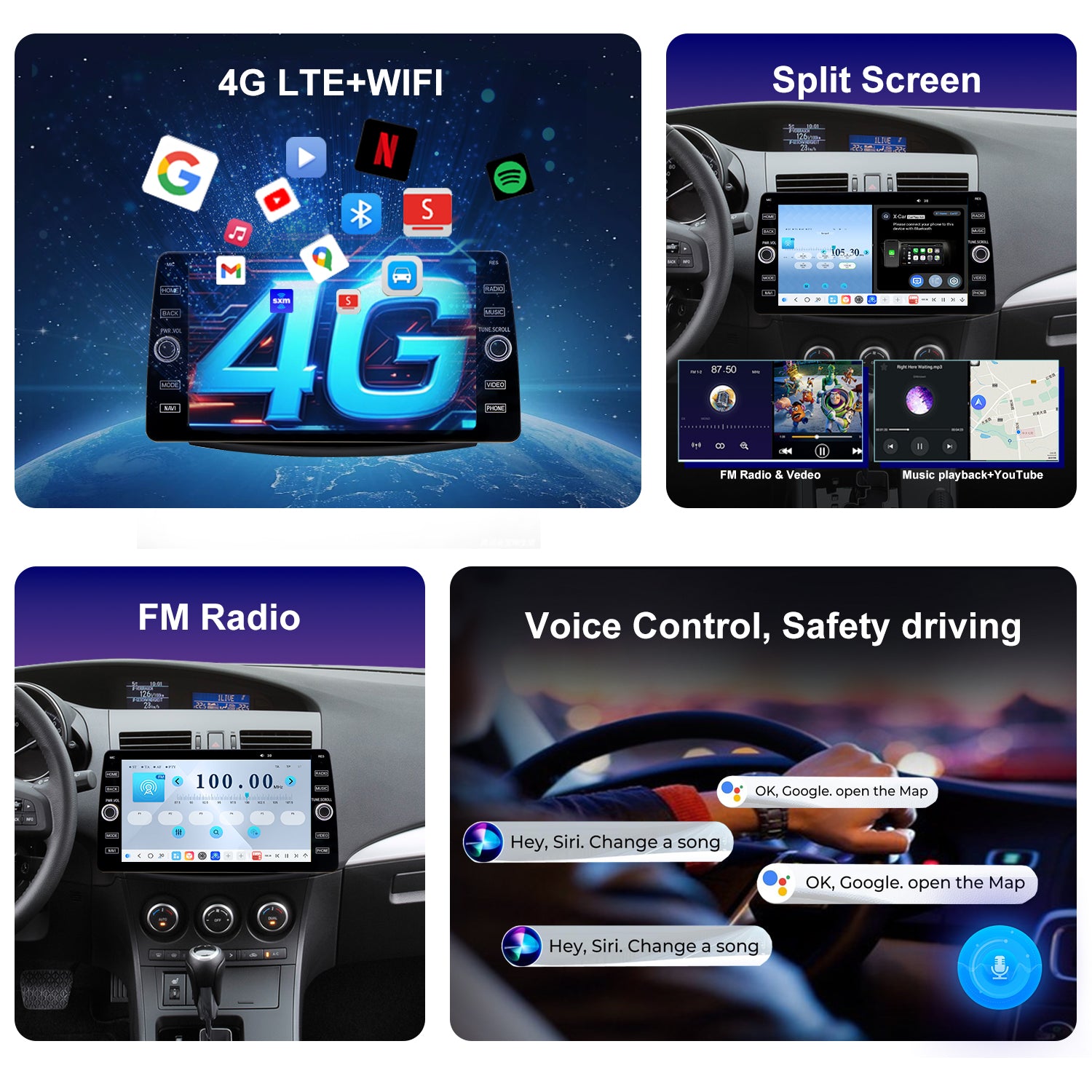 For Mazda 3 2010-2013 Radio upgrade,10.2-inch QLED 8-Core CPU,touch screen Stereo,Wireless CarPlay & Android Auto,keep OEM Controls