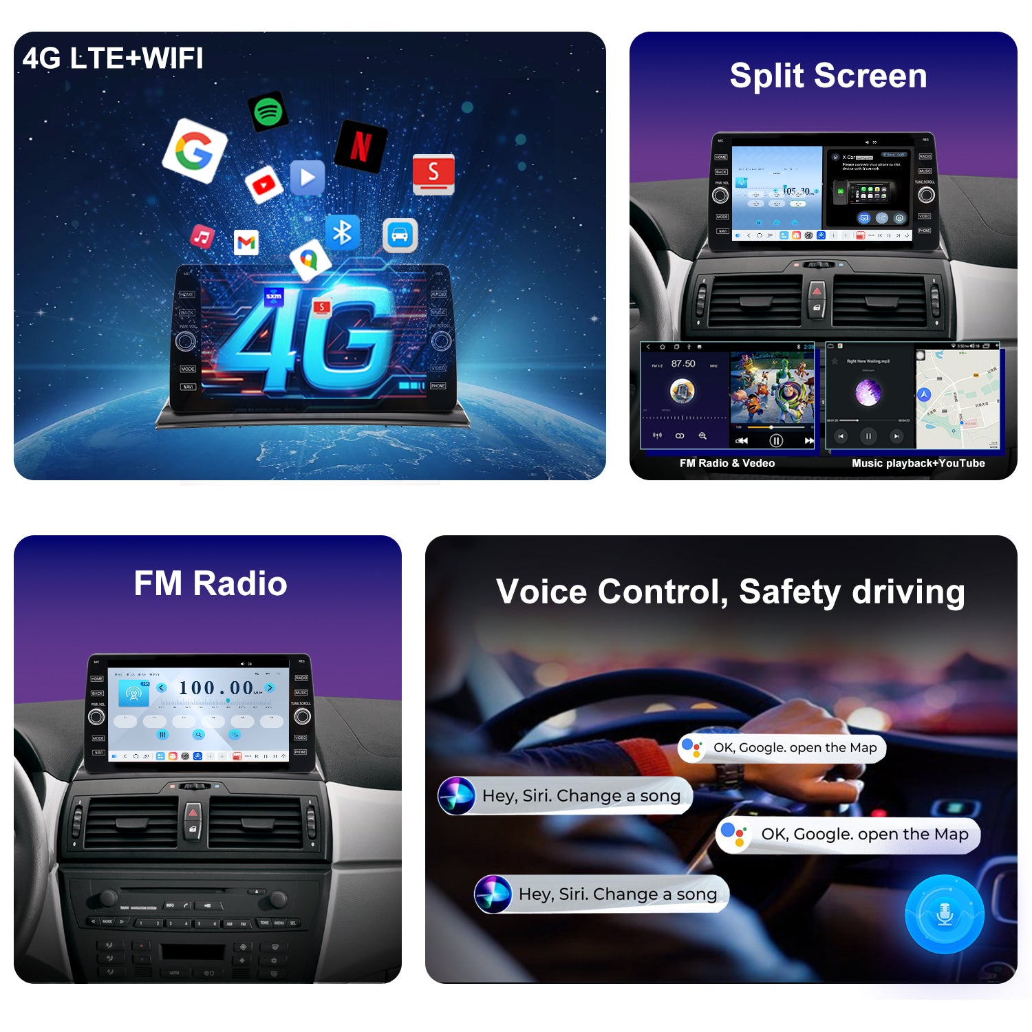 For BMW X3 E83 2004-2010 Radio upgrade,10.2-inch QLED  8-Core CPU,touch screen Stereo,Wireless CarPlay & Android Auto,keep OEM Controls