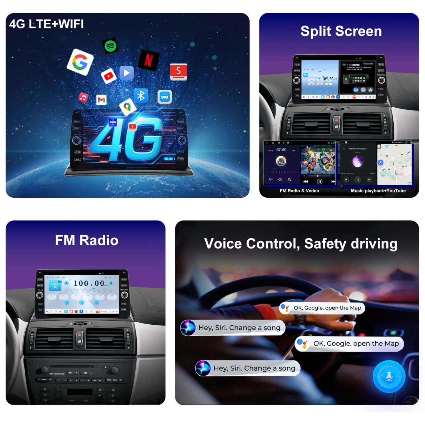 For BMW X3 E83 2004-2010 Radio upgrade,10.2-inch QLED  8-Core CPU,touch screen Stereo,Wireless CarPlay & Android Auto,keep OEM Controls