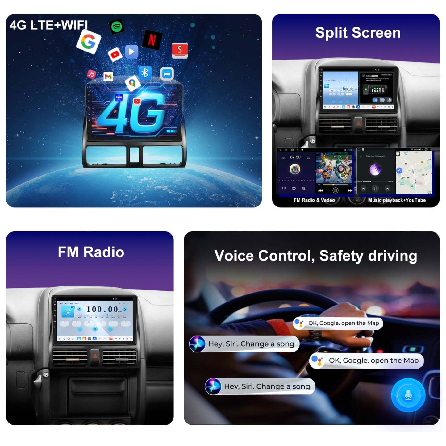 For Honda CRV 2003-2006 Radio upgrade,10.1-inch QLED 8-Core CPU,touch screen Stereo,Wireless CarPlay & Android Auto,keep OEM Controls