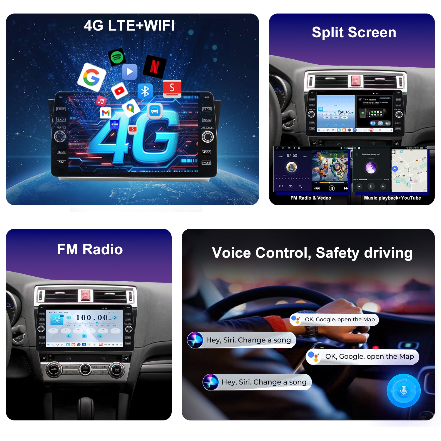 For Subaru Outback 2015-2019 Radio upgrade,10.2-inch QLED  8-Core CPU,touch screen Stereo,Wireless CarPlay & Android Auto,keep OEM Controls