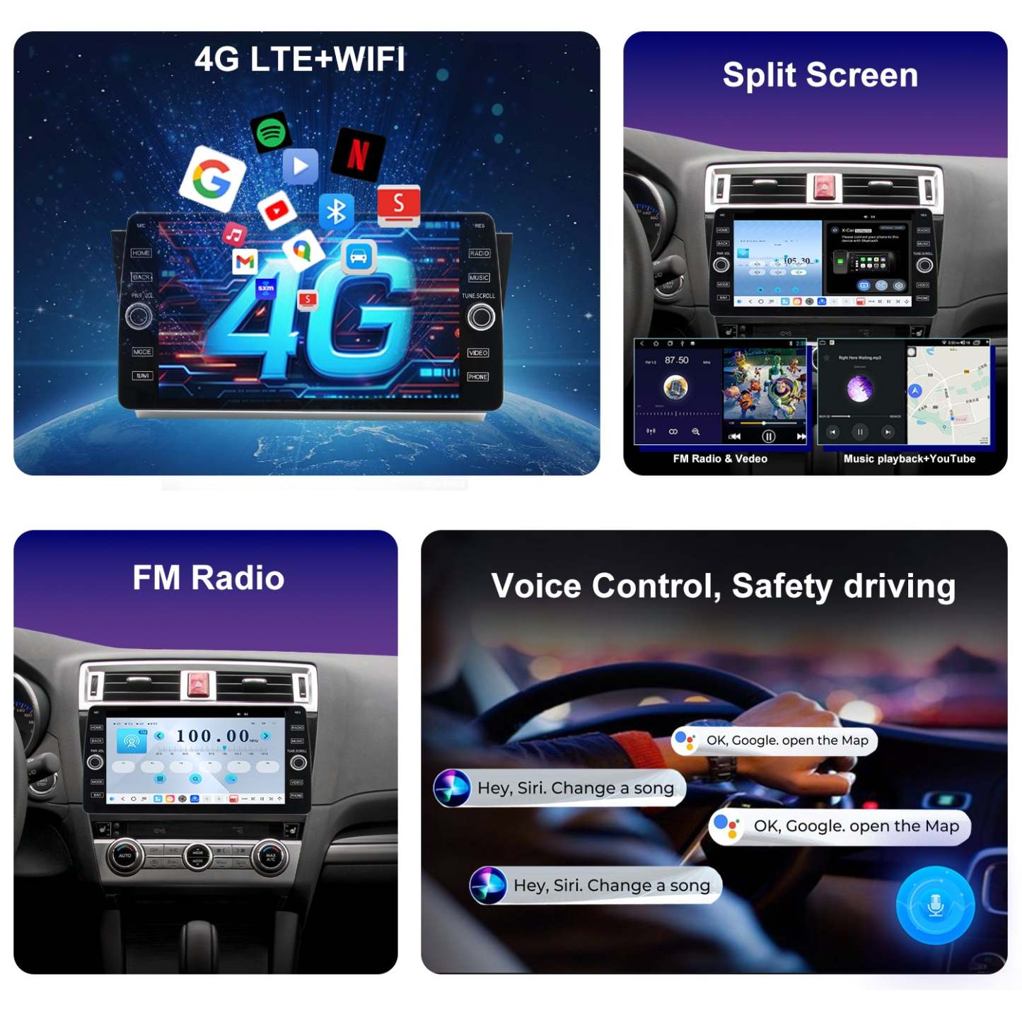 For Subaru Outback 2015-2019 Radio upgrade,10.2-inch QLED  8-Core CPU,touch screen Stereo,Wireless CarPlay & Android Auto,keep OEM Controls