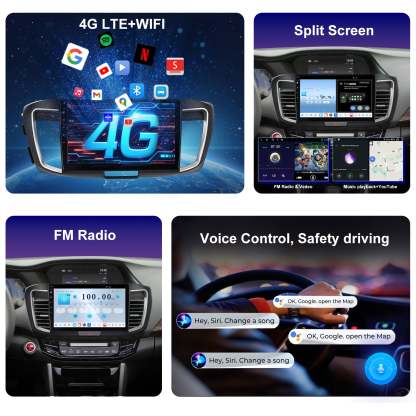 For Honda Accord 2013-2017 Radio upgrade,10.1-inch QLED  8-Core CPU,touch screen Stereo,Wireless CarPlay & Android Auto,keep OEM Controls
