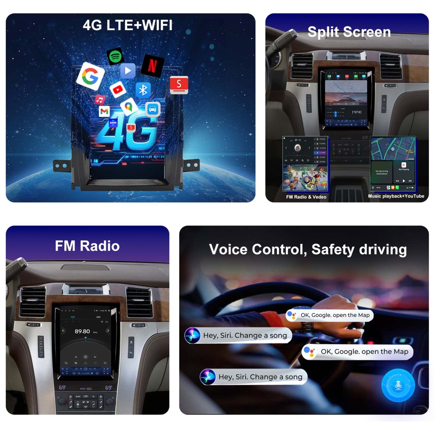 For Cadillac Escalade 2007-2014 Radio upgrade,9.7-inch QLED 8-Core CPU,touch screen Stereo,Wireless CarPlay & Android Auto,keep OEM Controls