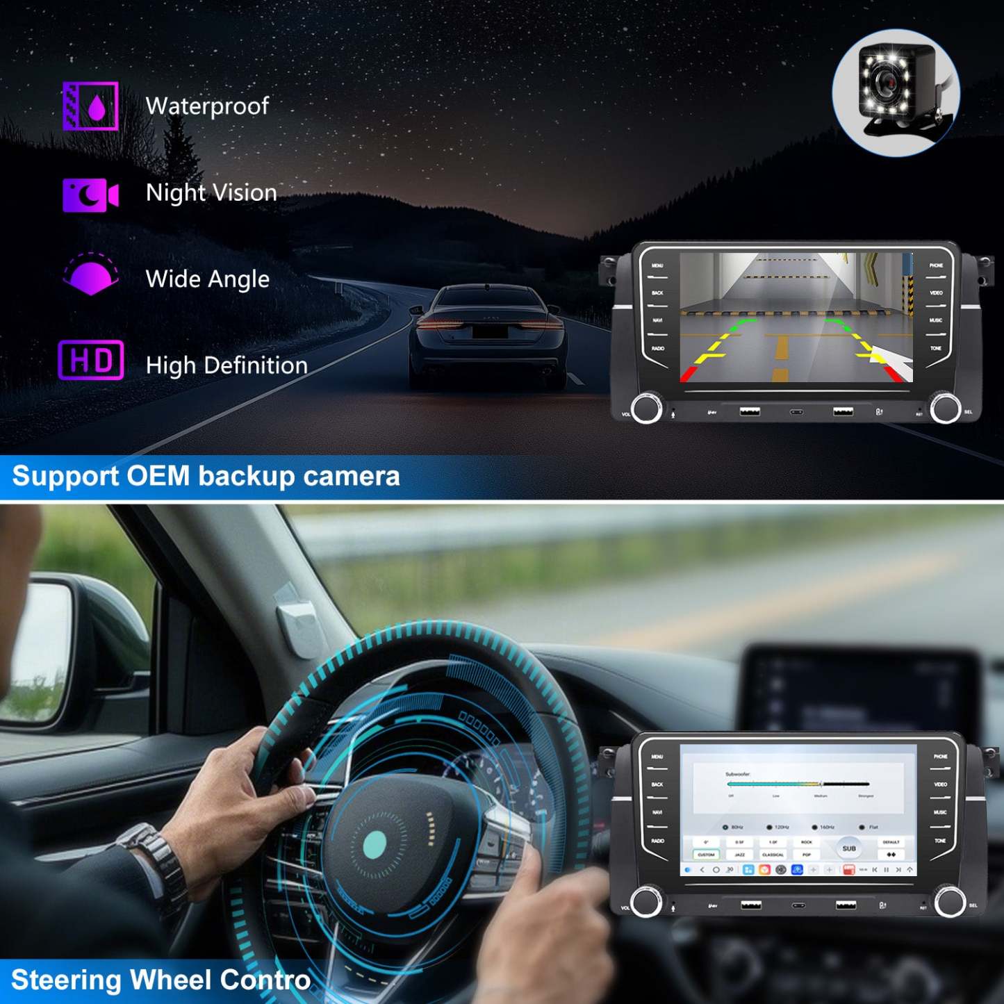 For BMW 323Ci 328Ci 2000 Radio upgrade,7-inch QLED  8-Core CPU,touch screen Stereo,Wireless CarPlay & Android Auto,keep OEM Controls