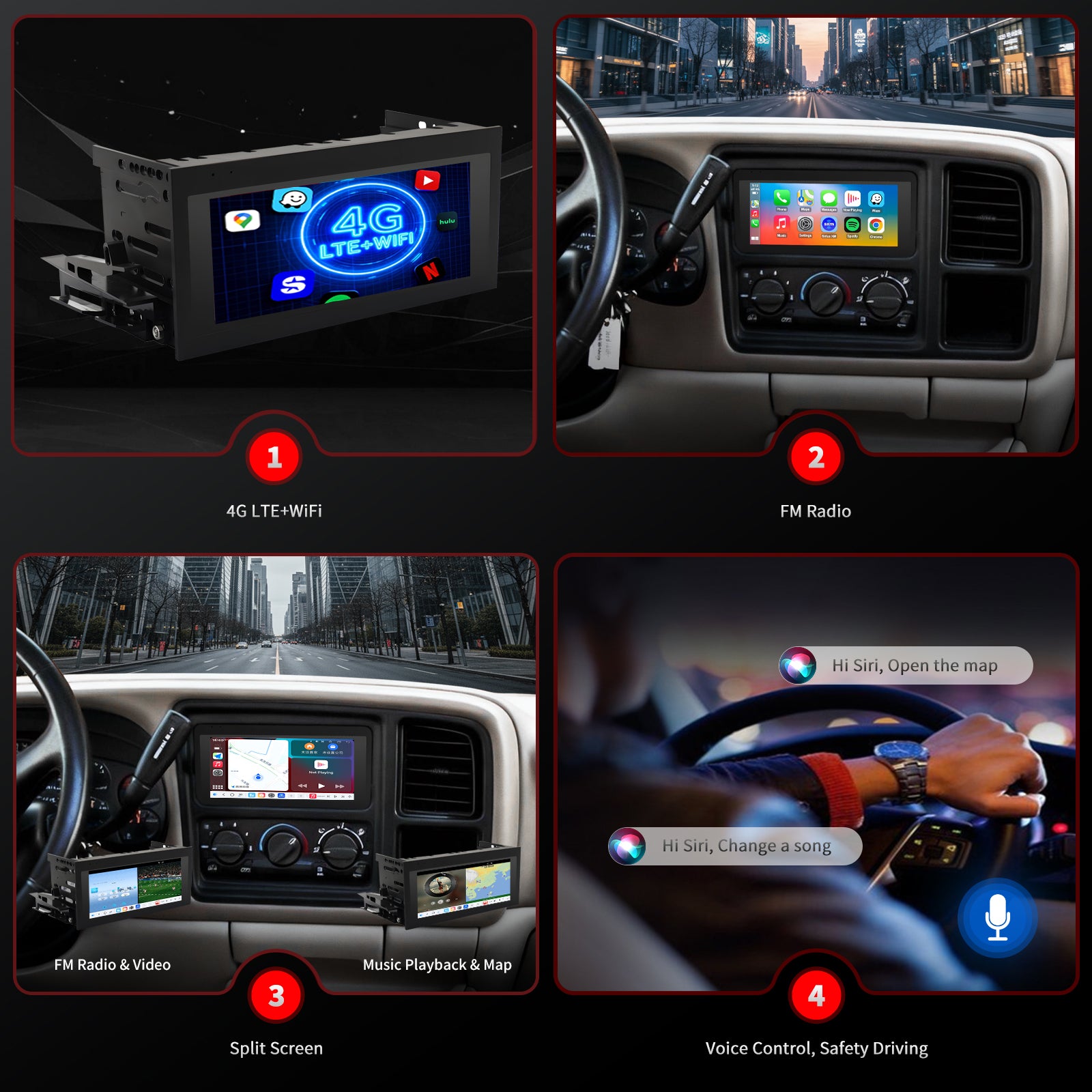 For Cadillac Escalade 1999-2002 Radio upgrade,6.8-inch QLED 8-Core CPU,touch screen Stereo,Wireless CarPlay & Android Auto,keep OEM Controls