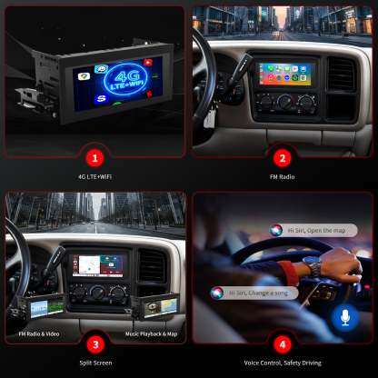 For Cadillac Escalade 1999-2002 Radio upgrade,6.8-inch QLED 8-Core CPU,touch screen Stereo,Wireless CarPlay & Android Auto,keep OEM Controls