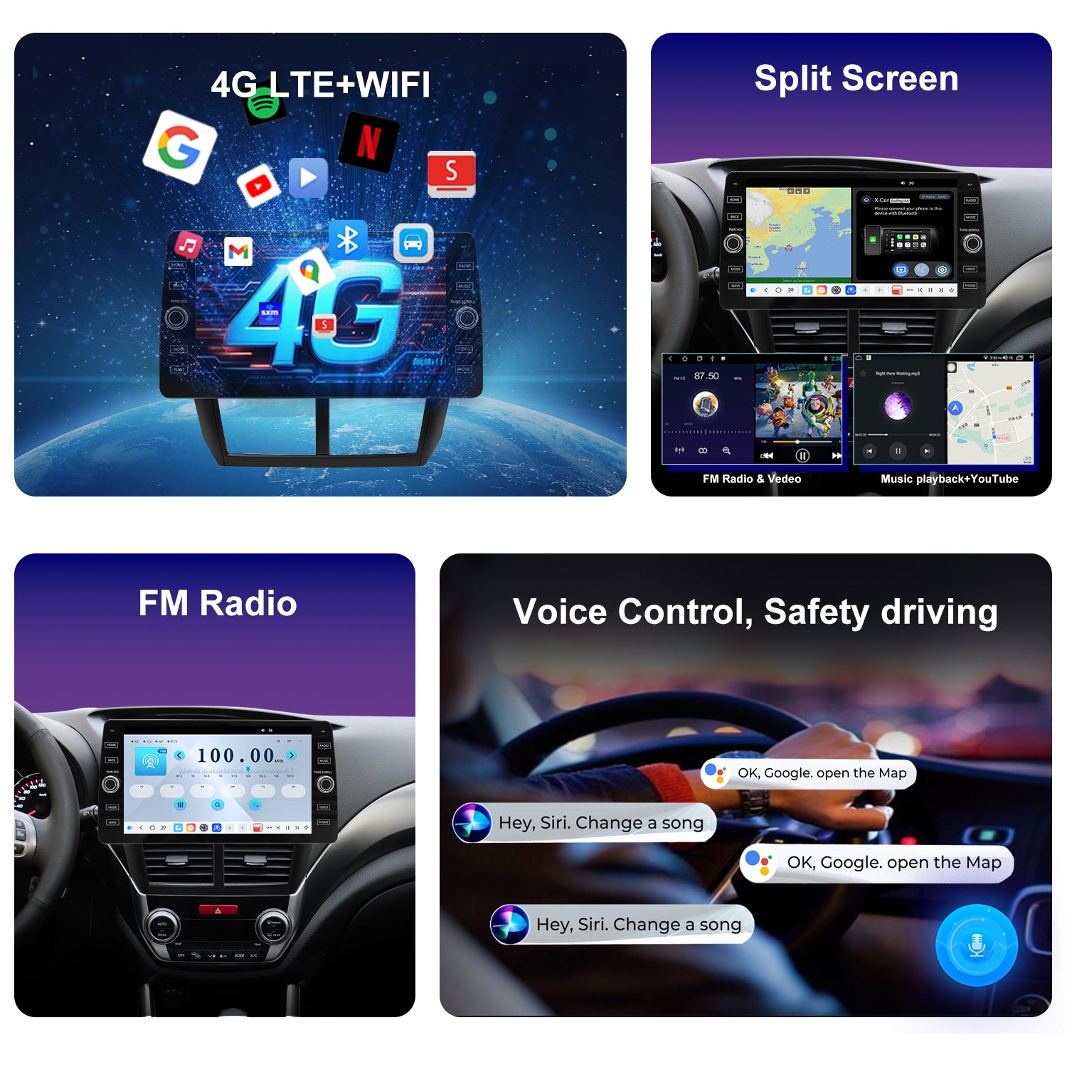 For Subaru WRX 2008-2012 Radio upgrade,10.2-inch QLED  8-Core CPU,touch screen Stereo,Wireless CarPlay & Android Auto,keep OEM Controls