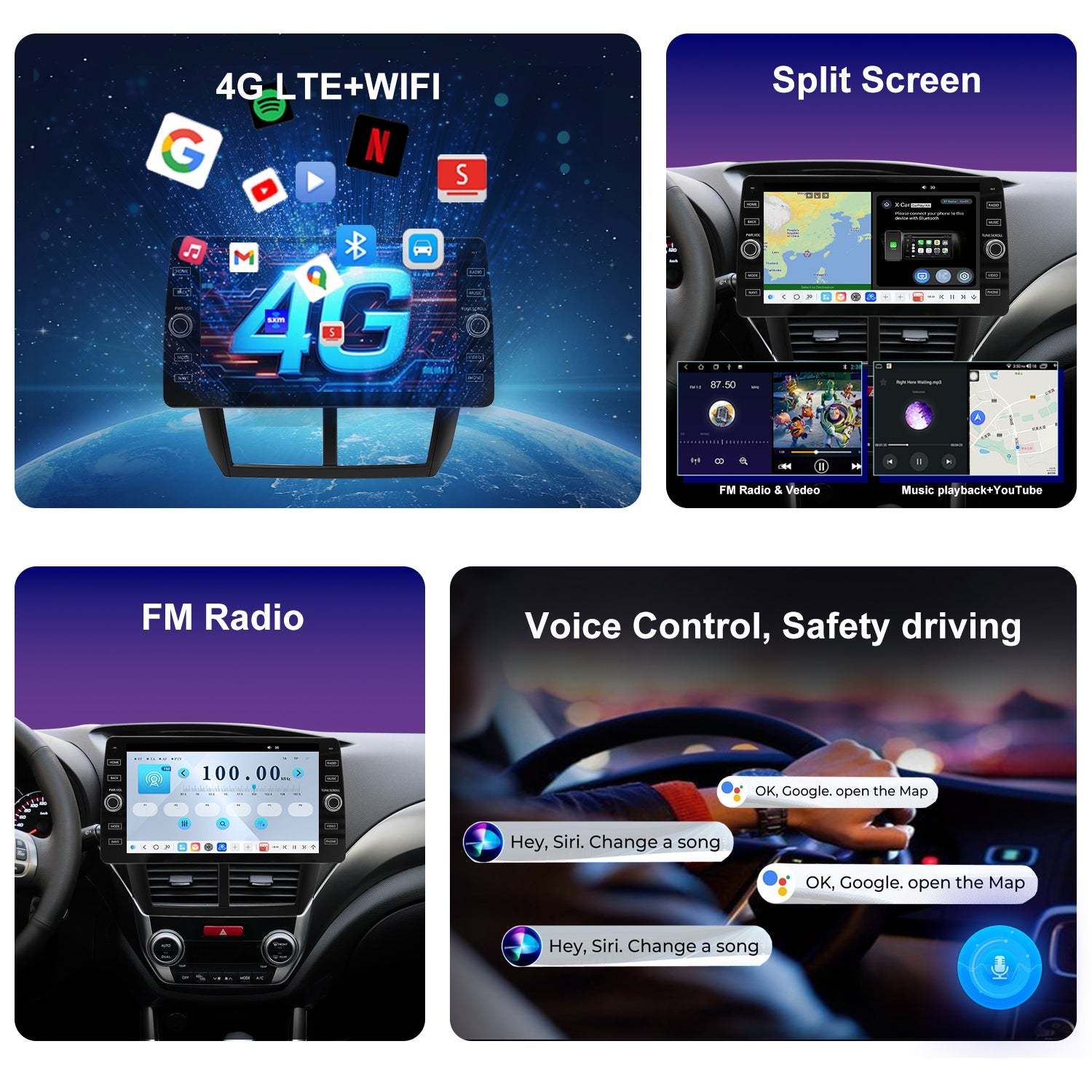 For Subaru WRX 2008-2012 Radio upgrade,10.2-inch QLED  8-Core CPU,touch screen Stereo,Wireless CarPlay & Android Auto,keep OEM Controls