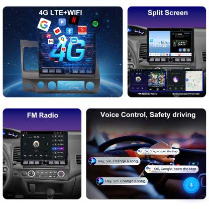 For Honda Civic 2006-2011 Radio upgrade,10.2-inch QLED  8-Core CPU,touch screen Stereo,Wireless CarPlay & Android Auto,keep OEM Controls